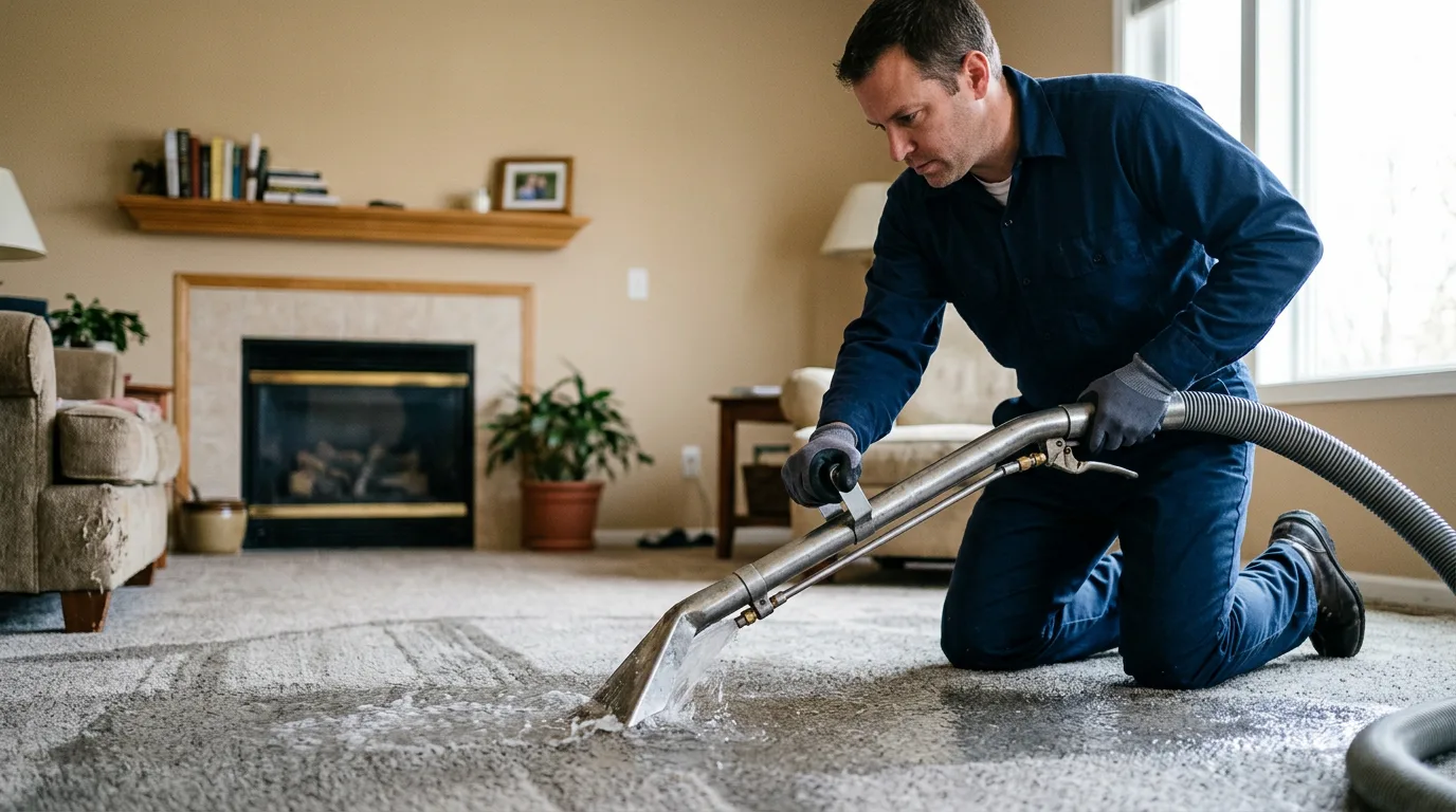 Water damage restoration technician working near Welch, OK